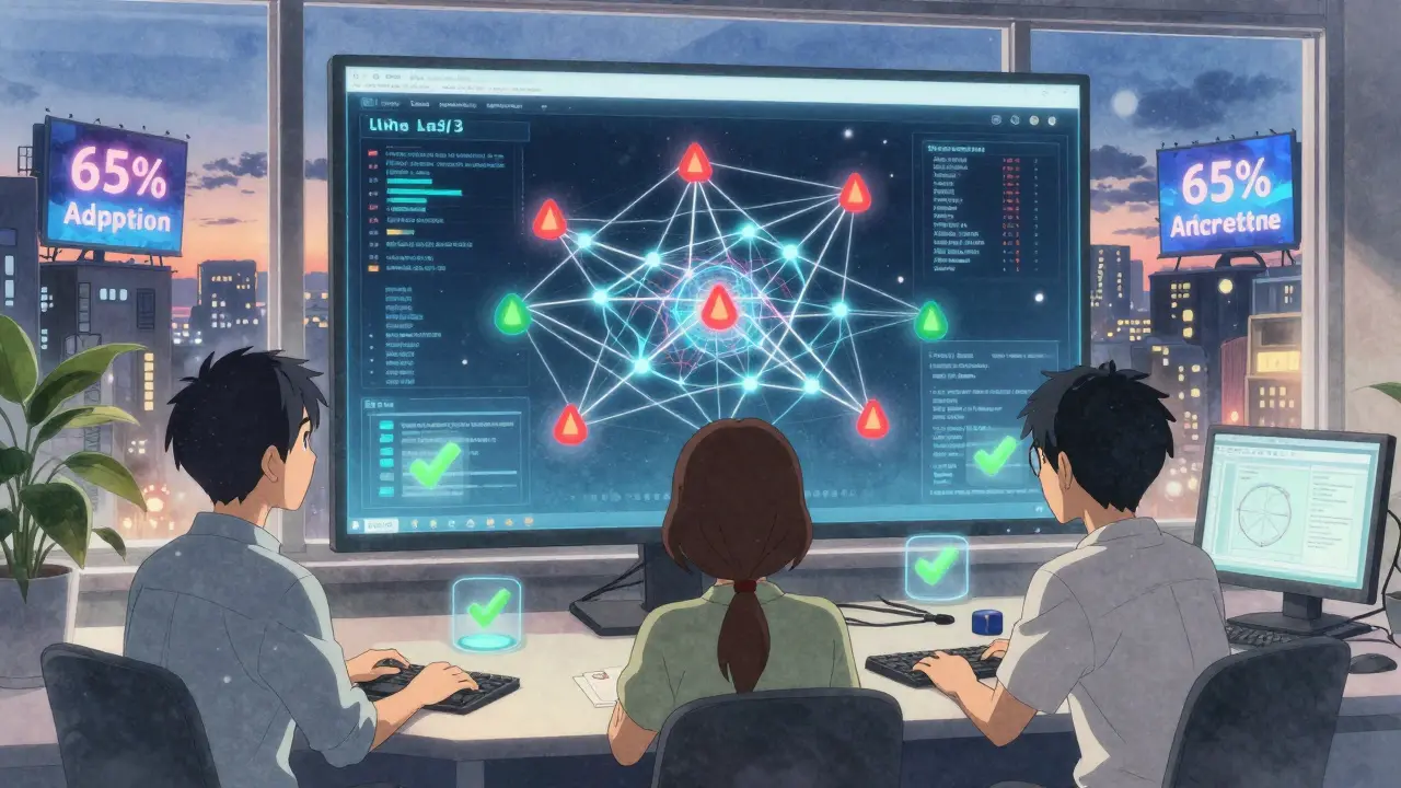 Équipe technique analysant un modèle d'IA ouvert, avec des filtres de sécurité effaçant les risques de fuite de données.