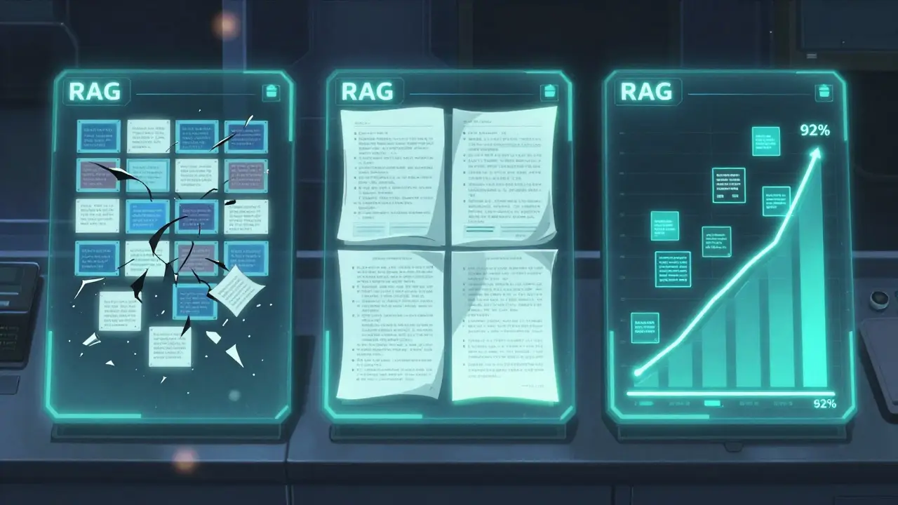 Tableau de bord comparant trois méthodes de découpage avec une précision croissante en pourcentage.