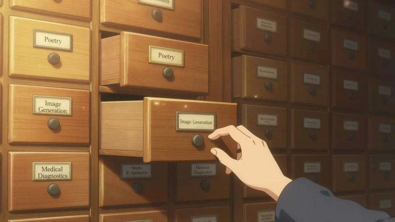 Une bibliothèque de tiroirs flottants où chaque compétence est préservée dans son espace isolé.