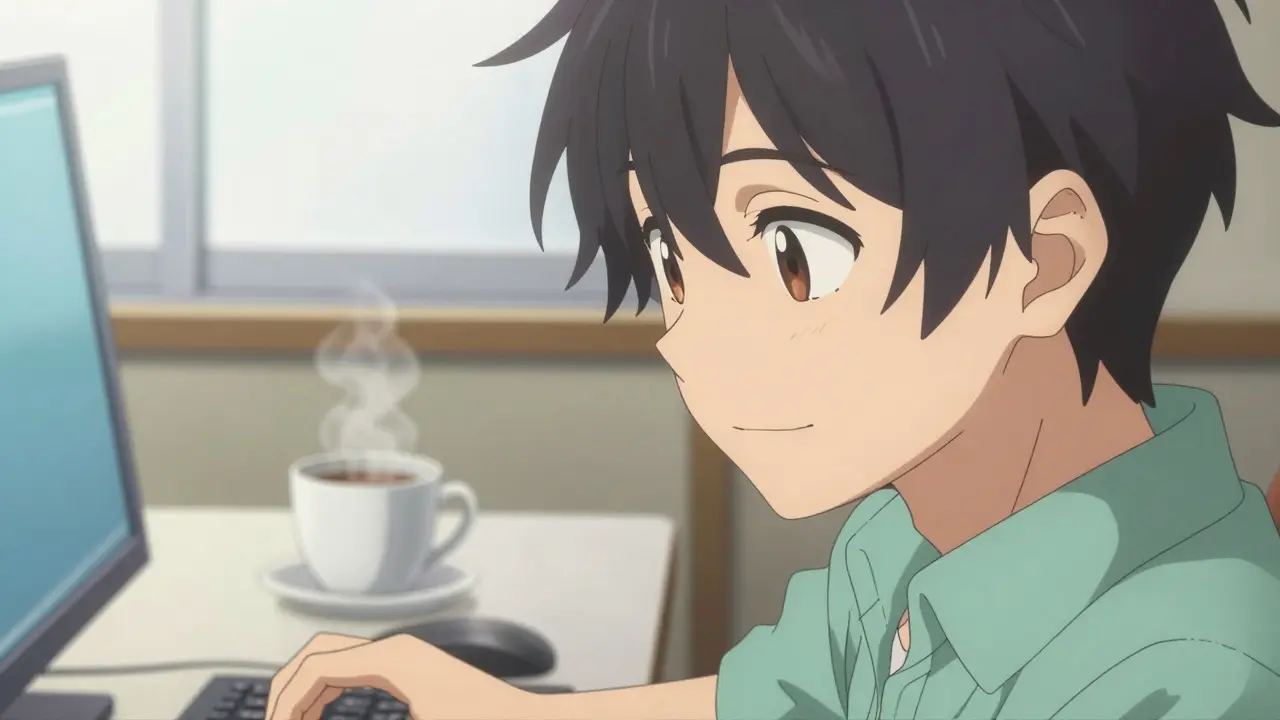 Gros plan d'un développeur souriant après avoir réussi une refactorisation de code.