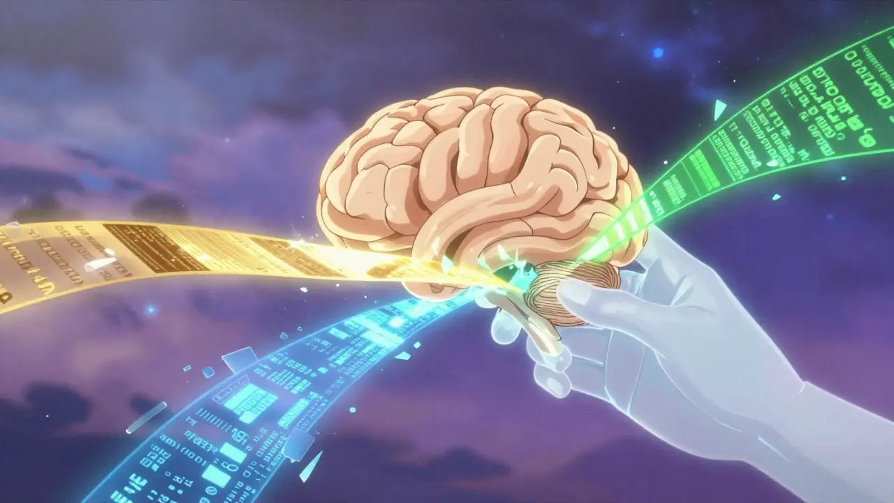 Visualisation conceptuelle de flux de données colorés s'équilibrant dans un cerveau numérique.