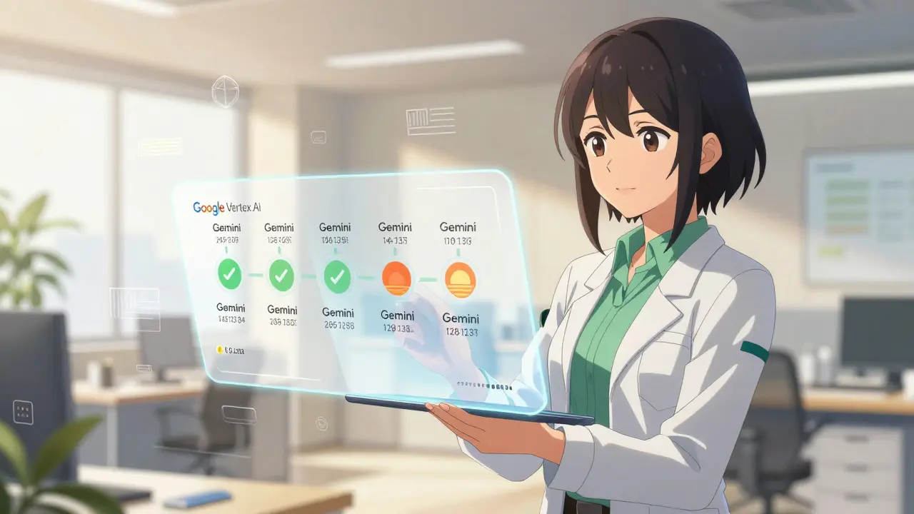 Ingénieure confiante visualisant des cycles de vie clairs sur une tablette holographique