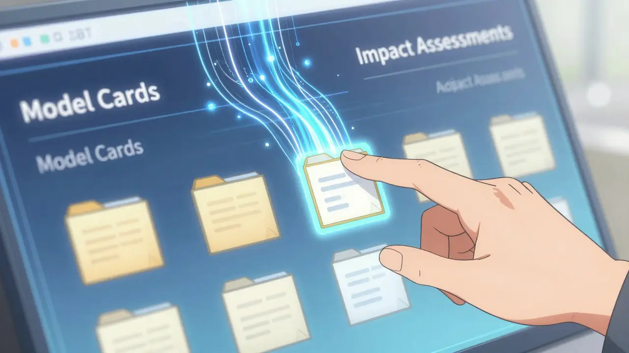 Interface numérique montrant l'inventaire et la documentation des modèles d'IA