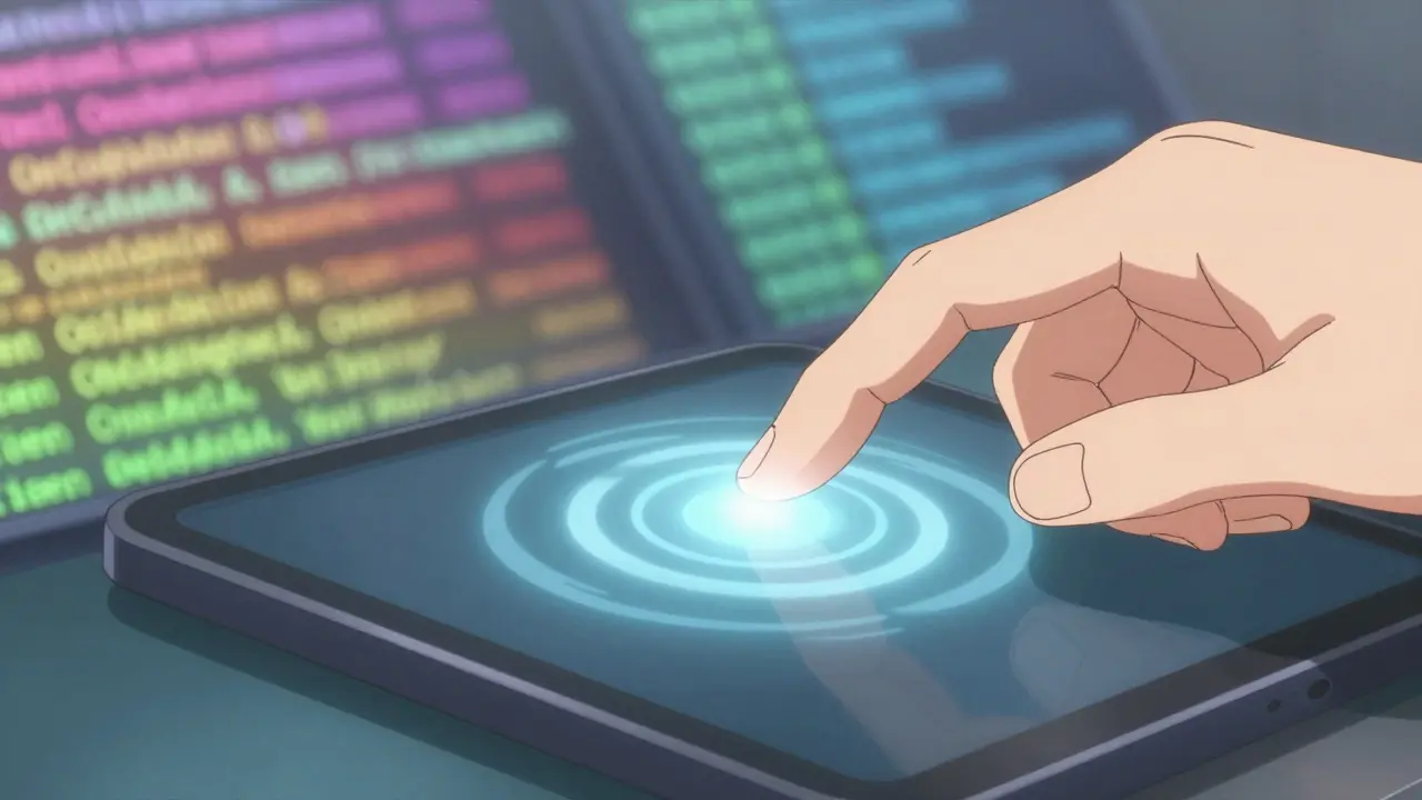 Main touchant un bouton d'interface avec un effet visuel fluide et satisfaisant