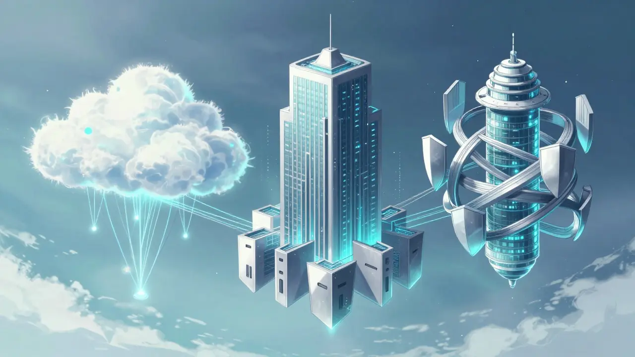 Visualisation conceptuelle des architectures cloud, locale et hybride