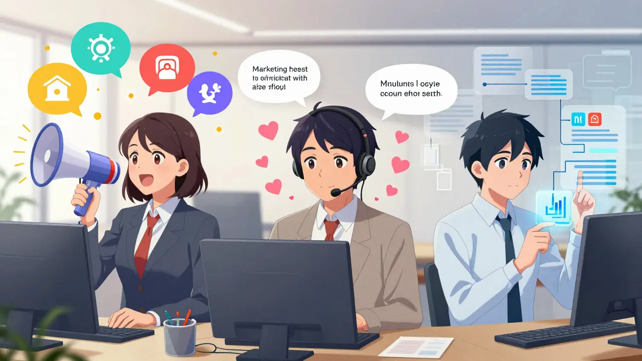 Équipe utilisant des prompts structurés pour le marketing et le support