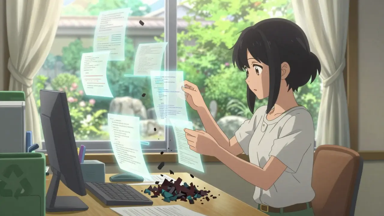 Ingénieure organisant des flux de données lumineuses dans un bureau ensoleillé style manga