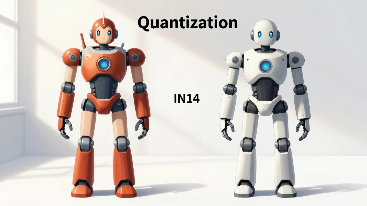 Deux robots comparant précision haute et basse en style anime