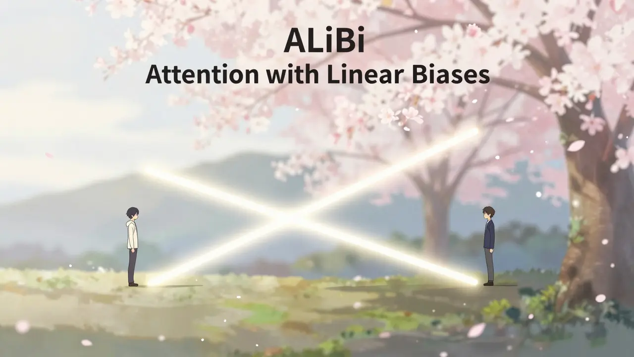 Paysage serein illustrant les biais linéaires d'ALiBi