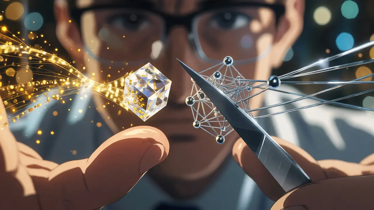 Visualisation artistique de la quantification et de l'élagage des réseaux de neurones.