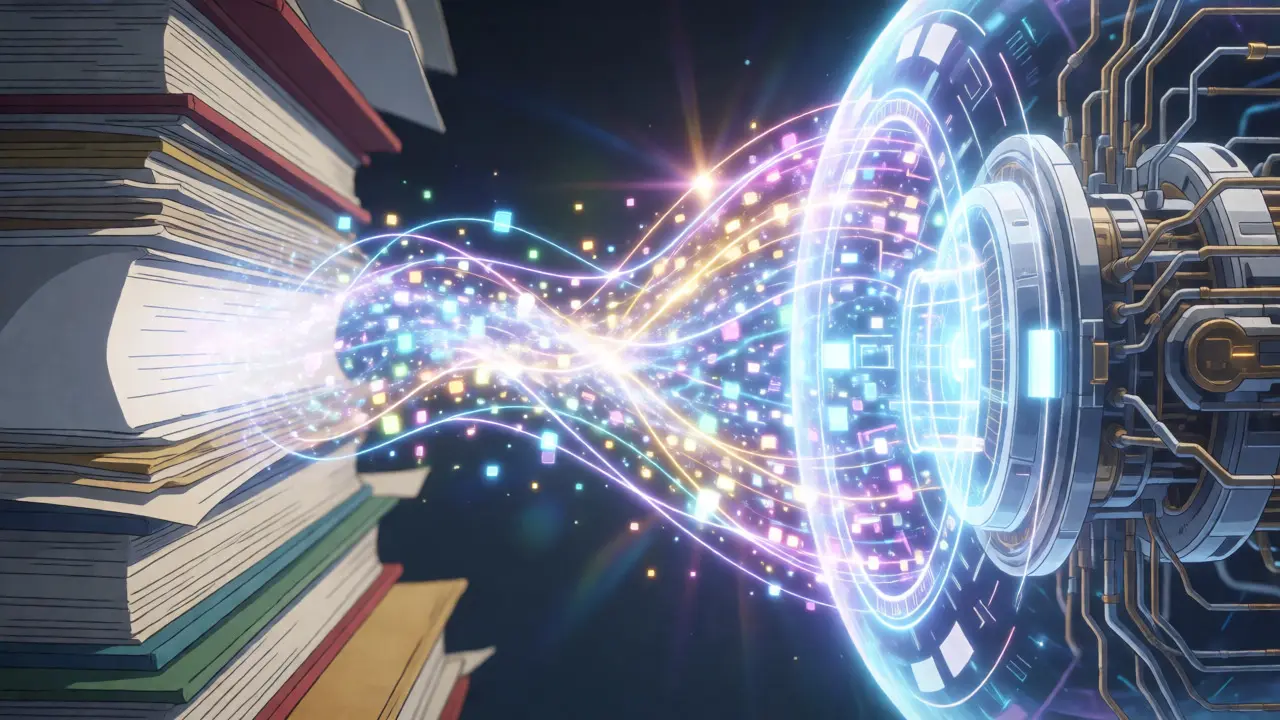 Visualisation dynamique du processus RAG transformant les documents en réponses